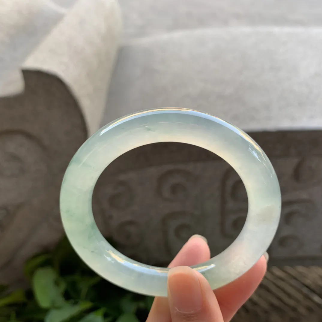 小圈口52.5-9.8 【高冰飘花圆条手镯】圆条52 53可戴