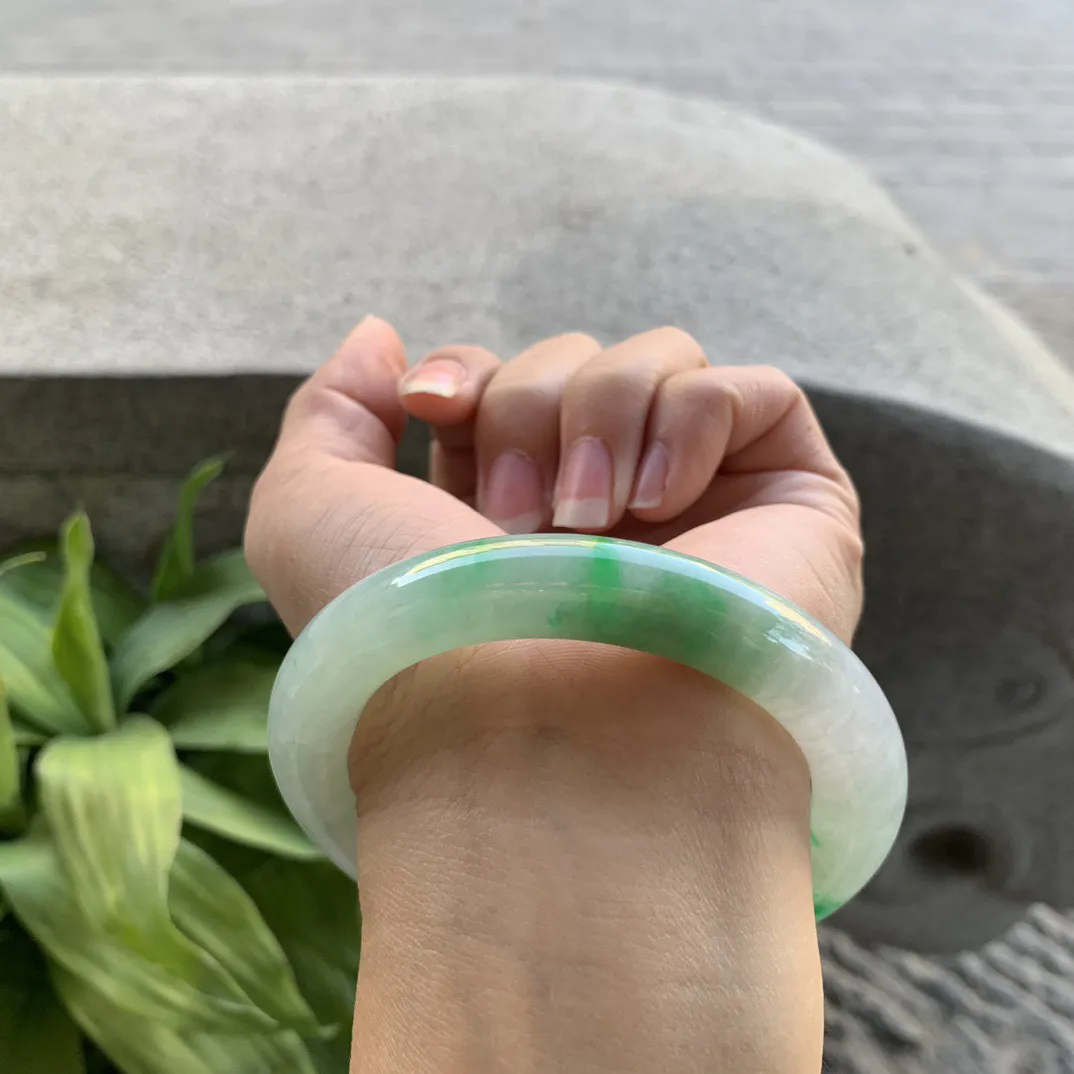 圈口 56-11【冰飘绿圆条手镯】圆条56 57可戴
