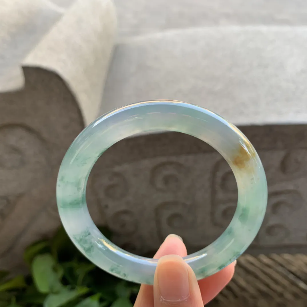 小圈口 53.4-9.7【高冰飘花圆条手镯】圆条53 54可戴