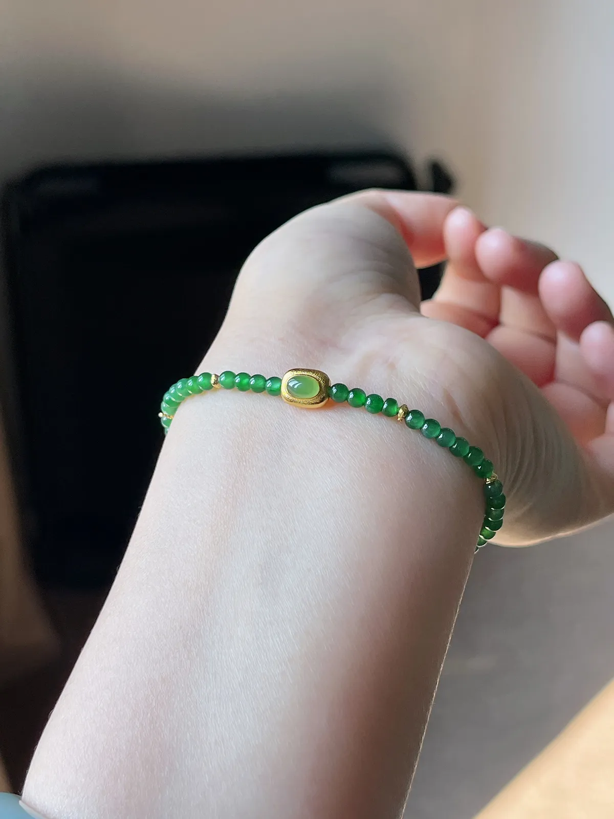 星翠满绿小米珠S925财运手串