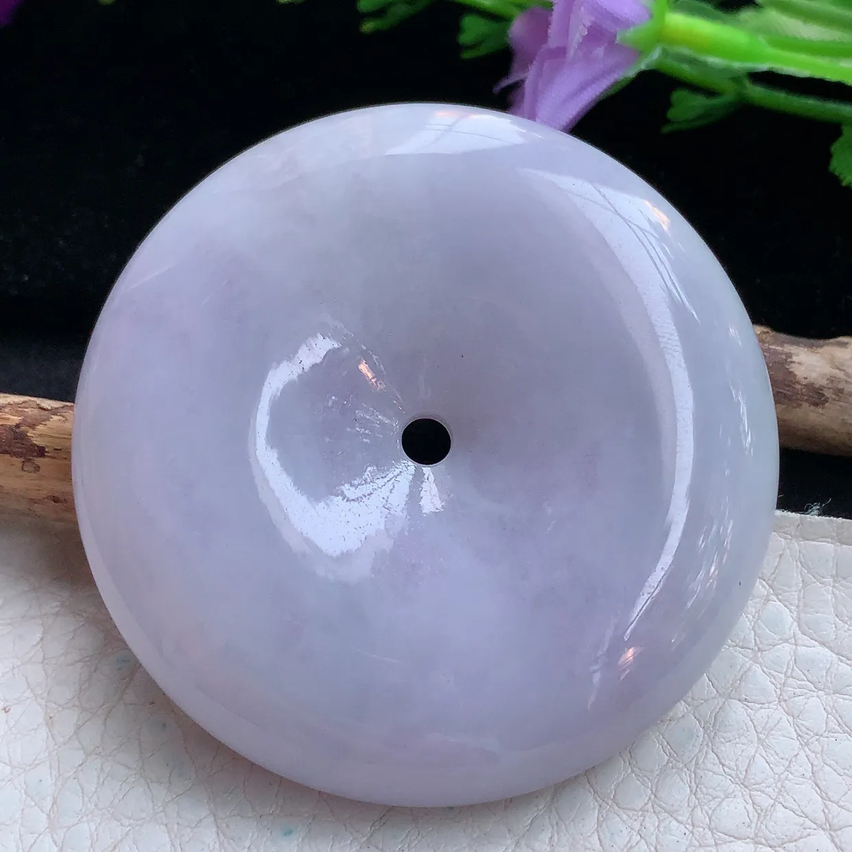 zen实拍53.5*11天然缅甸翡翠紫罗兰大平安扣吊坠 玉扣毛衣坠