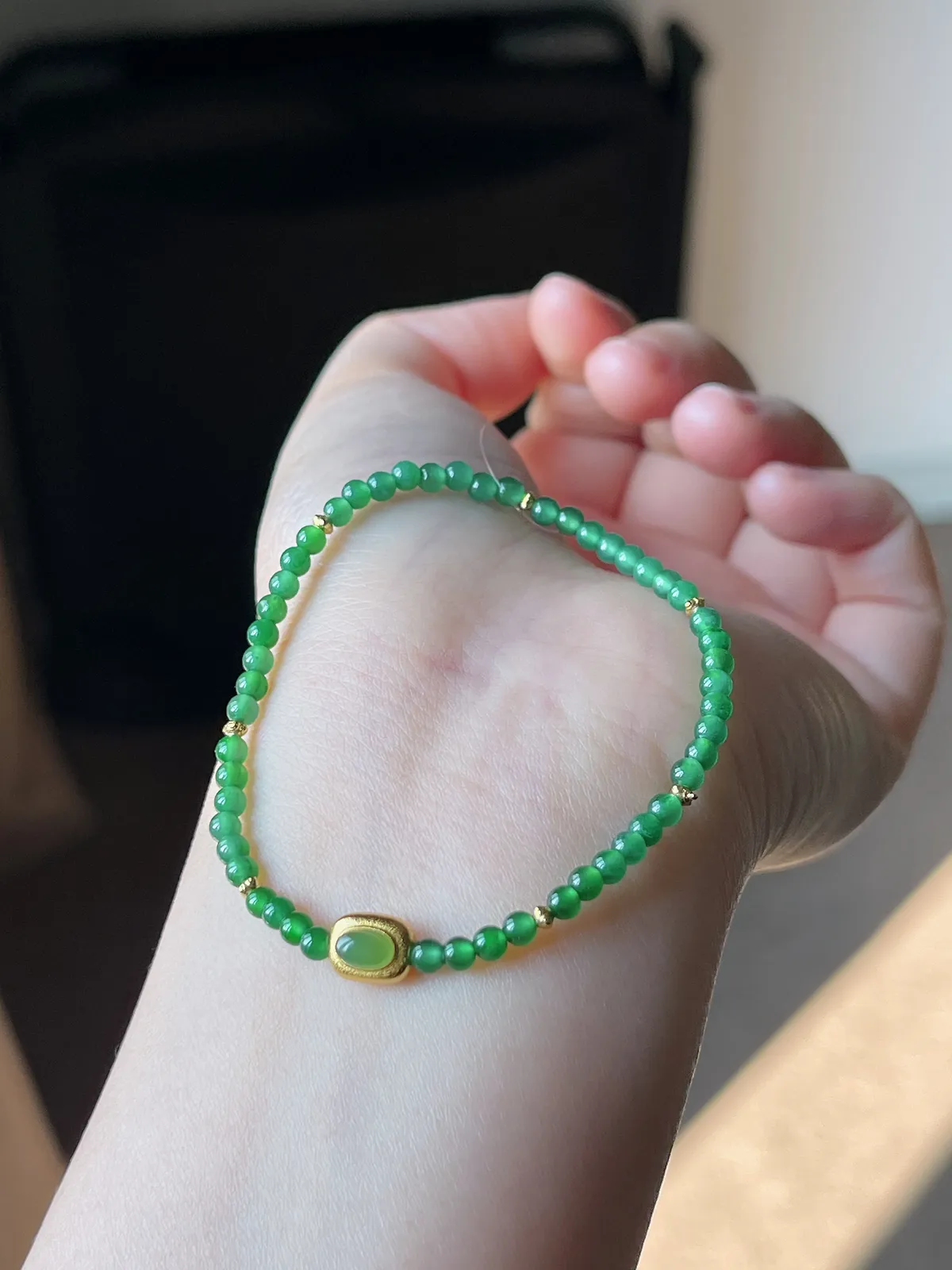 星翠满绿小米珠S925财运手串