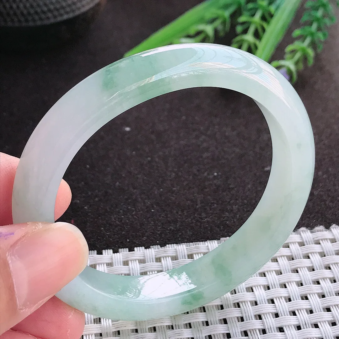 实拍翡翠A货53/48/10.6/8老坑冰胶水灵飘花贵妃手镯翡翠玉镯女款百搭