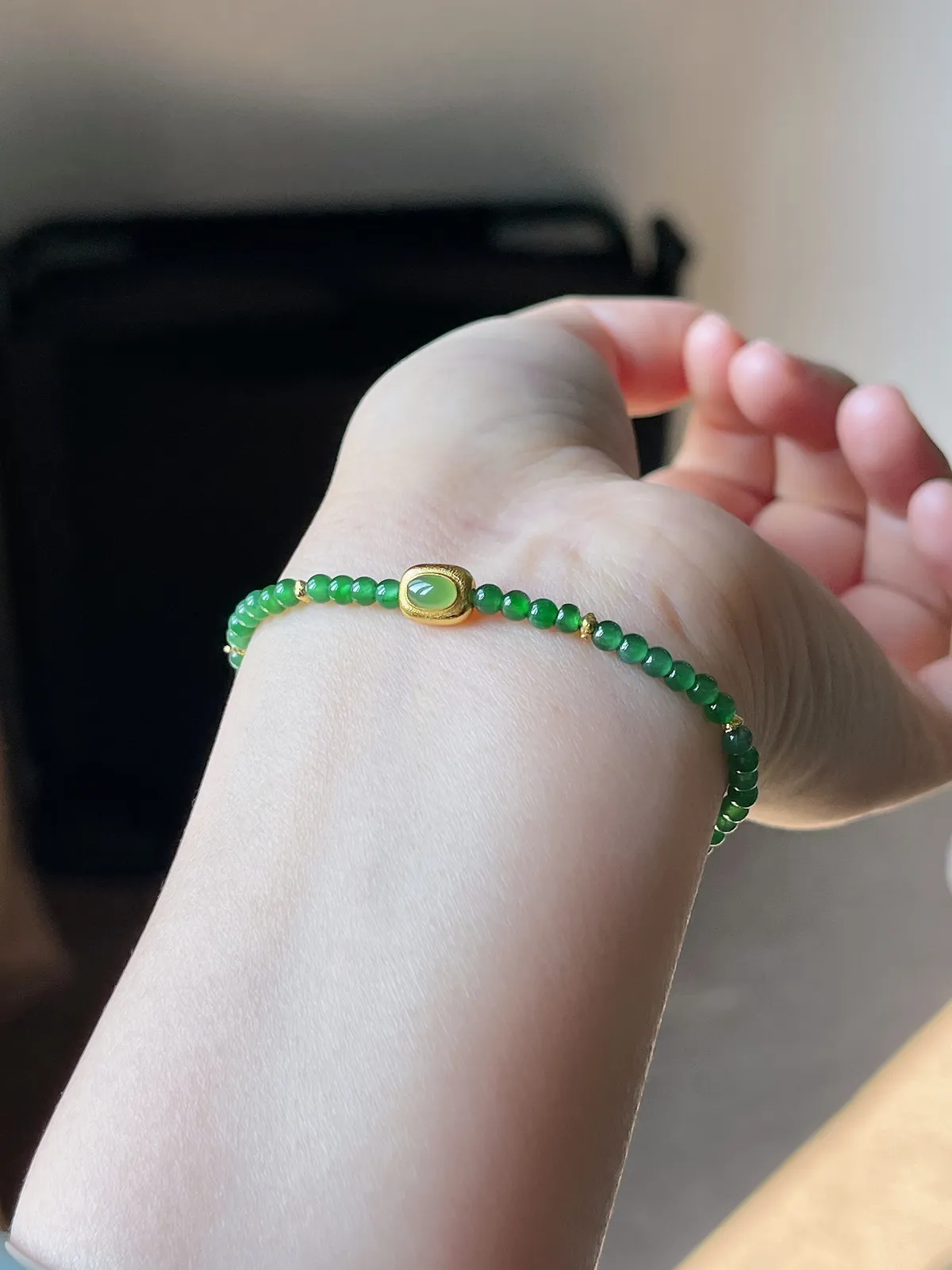 星翠满绿小米珠S925财运手串