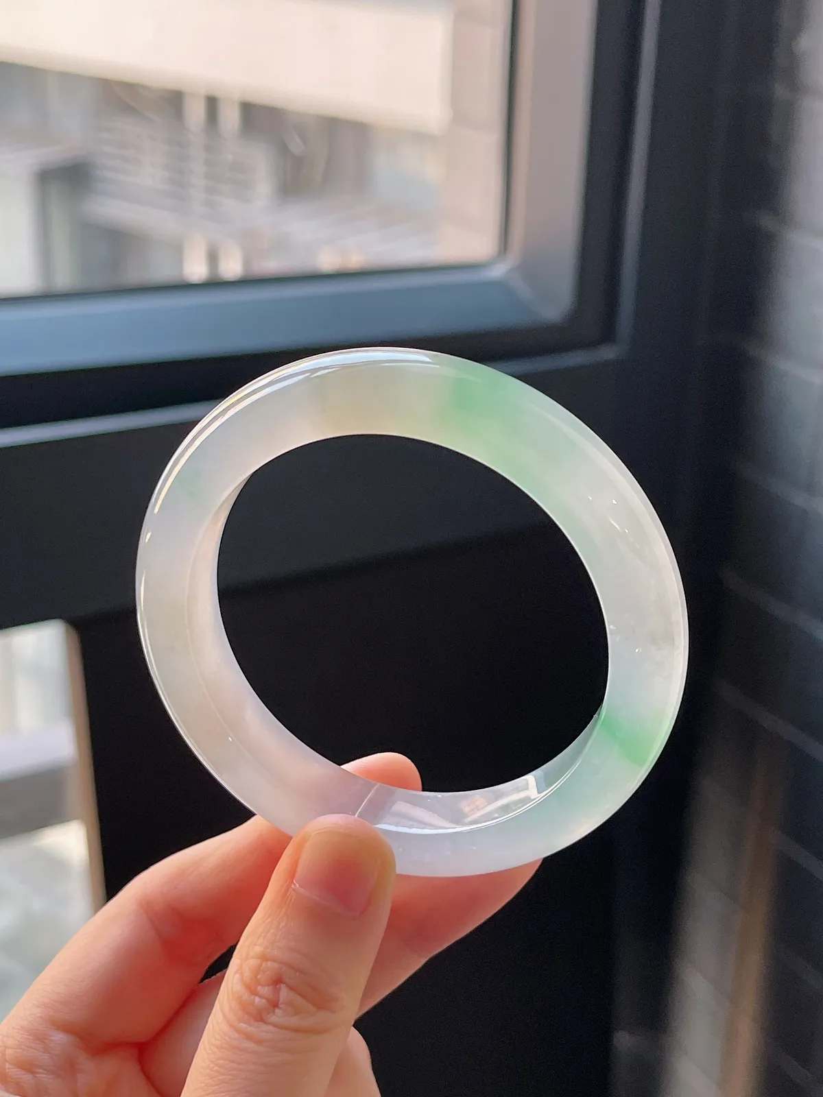 正圈55圈口，翡翠冰种黄加绿手镯