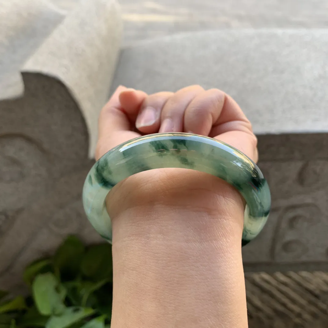 圈口57.5-13-9.1 【水墨画飘花正圈手镯】正圈57 58可戴