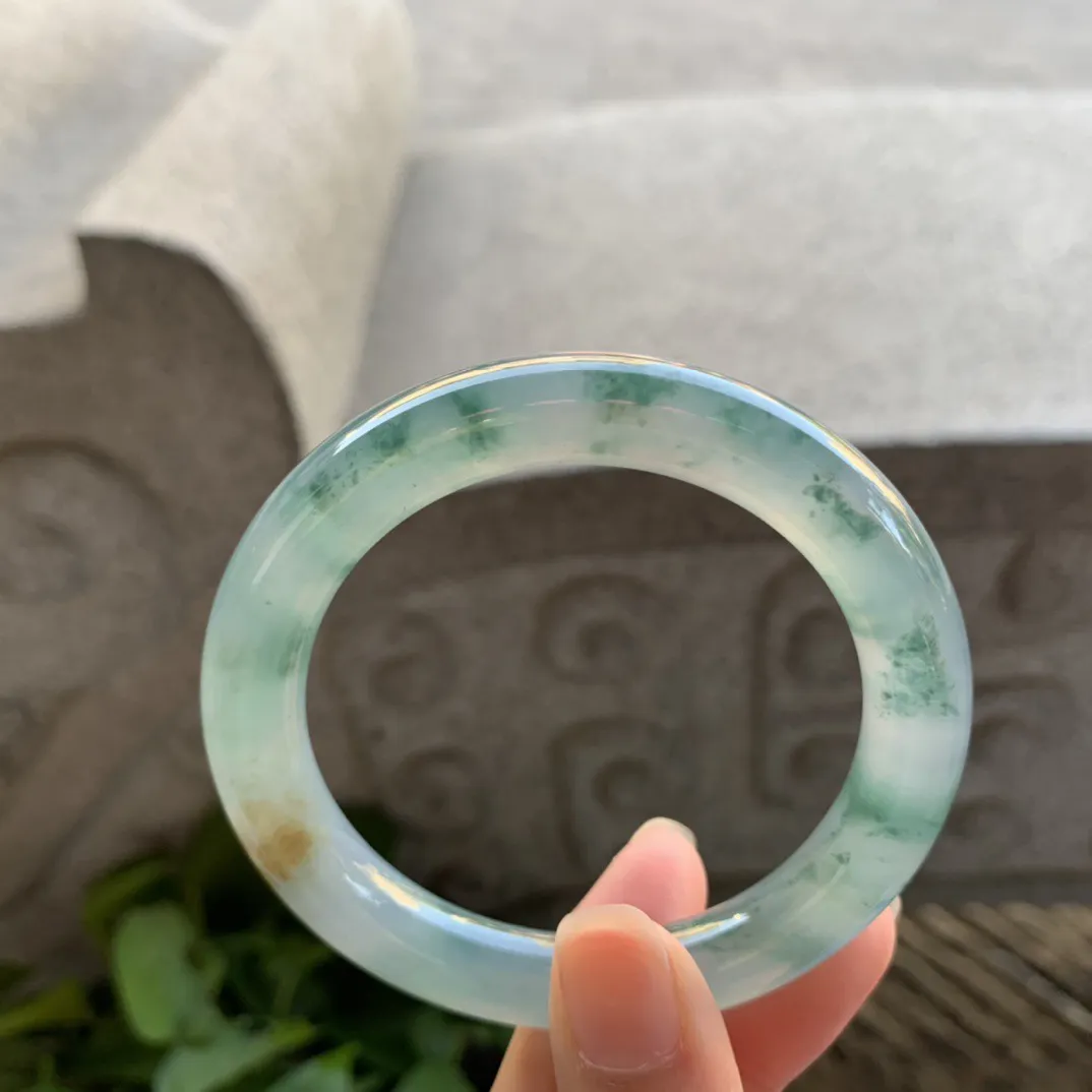 小圈口 53.4-9.7【高冰飘花圆条手镯】圆条53 54可戴