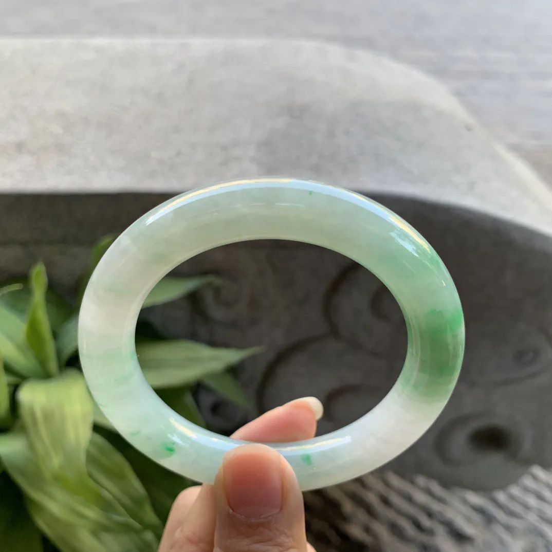 圈口 56-11【冰飘绿圆条手镯】圆条56 57可戴