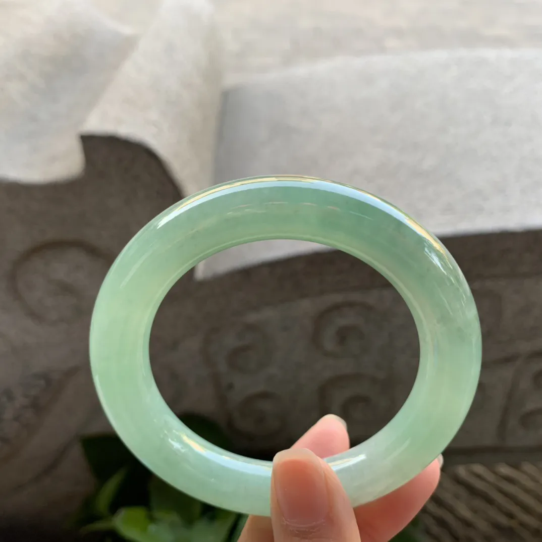 圈口55.8-11.8 【冰绿圆条手镯】圆条55 56可戴