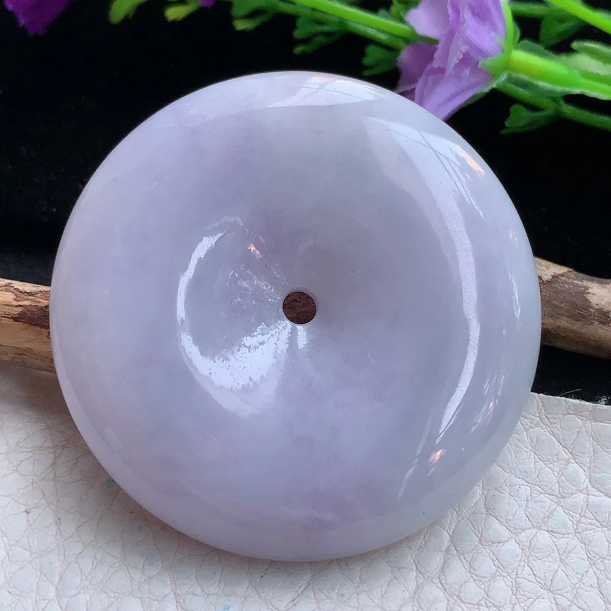 zen实拍53.5*11天然缅甸翡翠紫罗兰大平安扣吊坠 玉扣毛衣坠