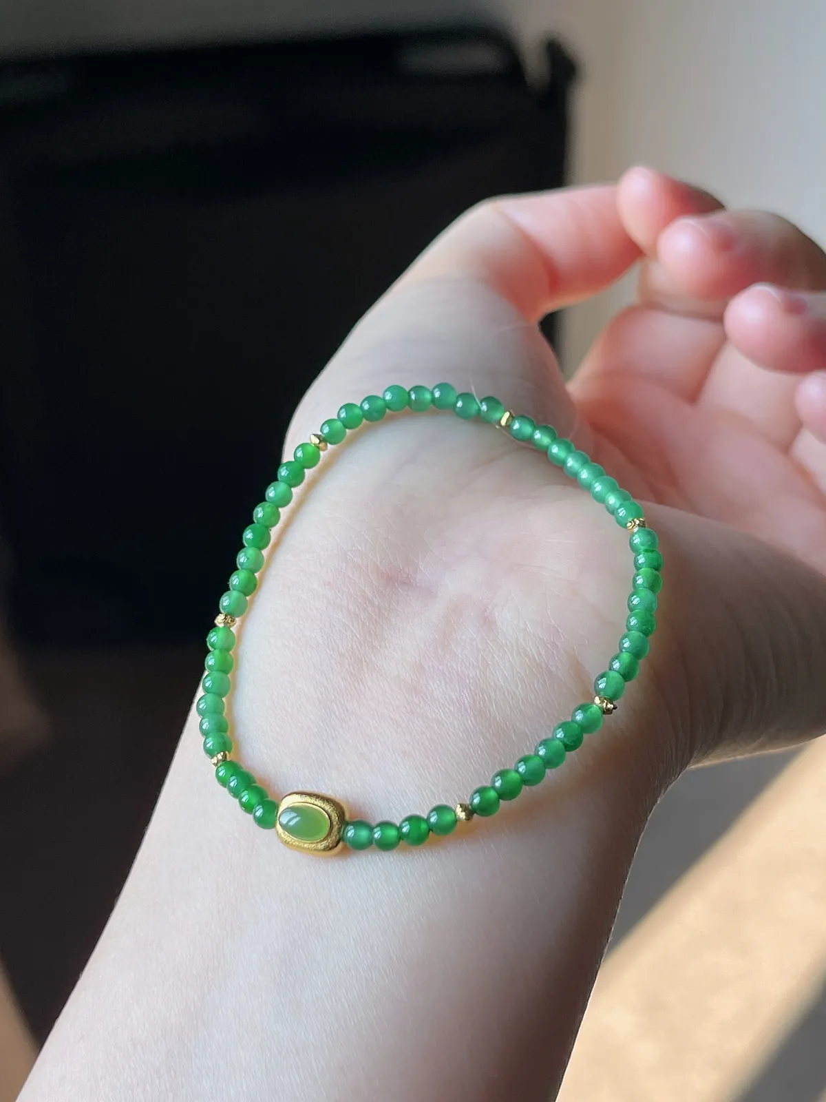 星翠满绿小米珠S925财运手串