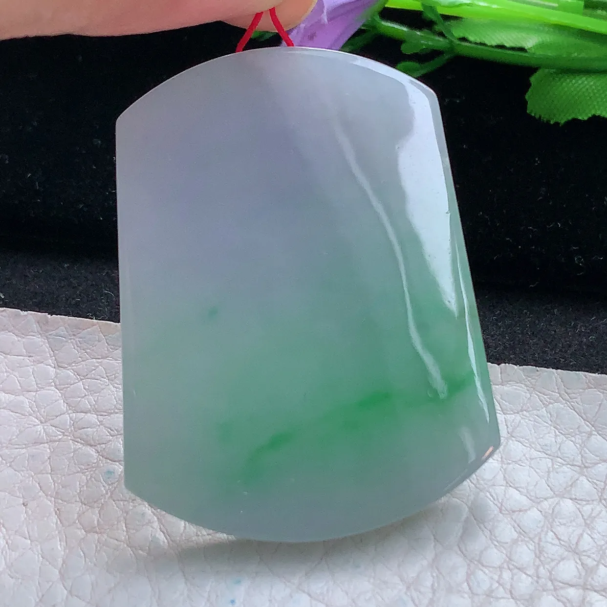 Ktj实拍50.5*38.5*5.5缅甸翡翠淡春彩平安无事牌吊坠