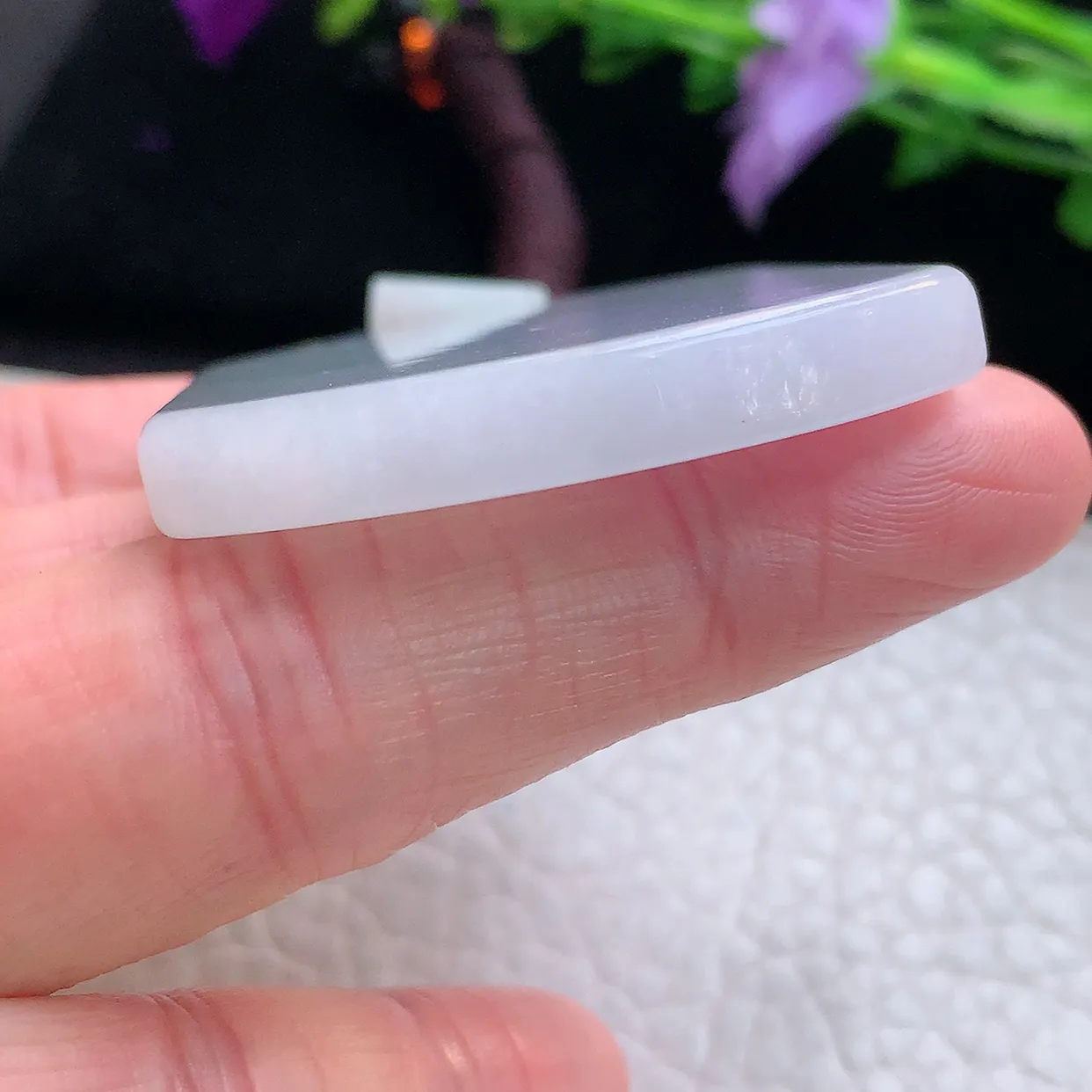 zen实拍54*41*6.2天然缅甸翡翠淡紫平安无事牌吊坠