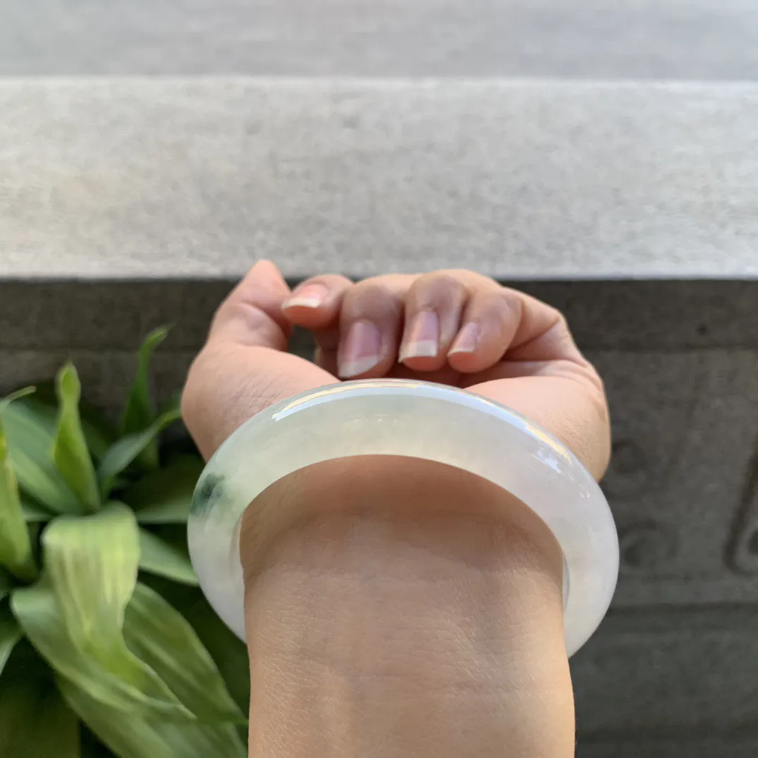 圈口 55.8-12.2-8.6【冰种飘花正圈手镯】正圈55 56可戴