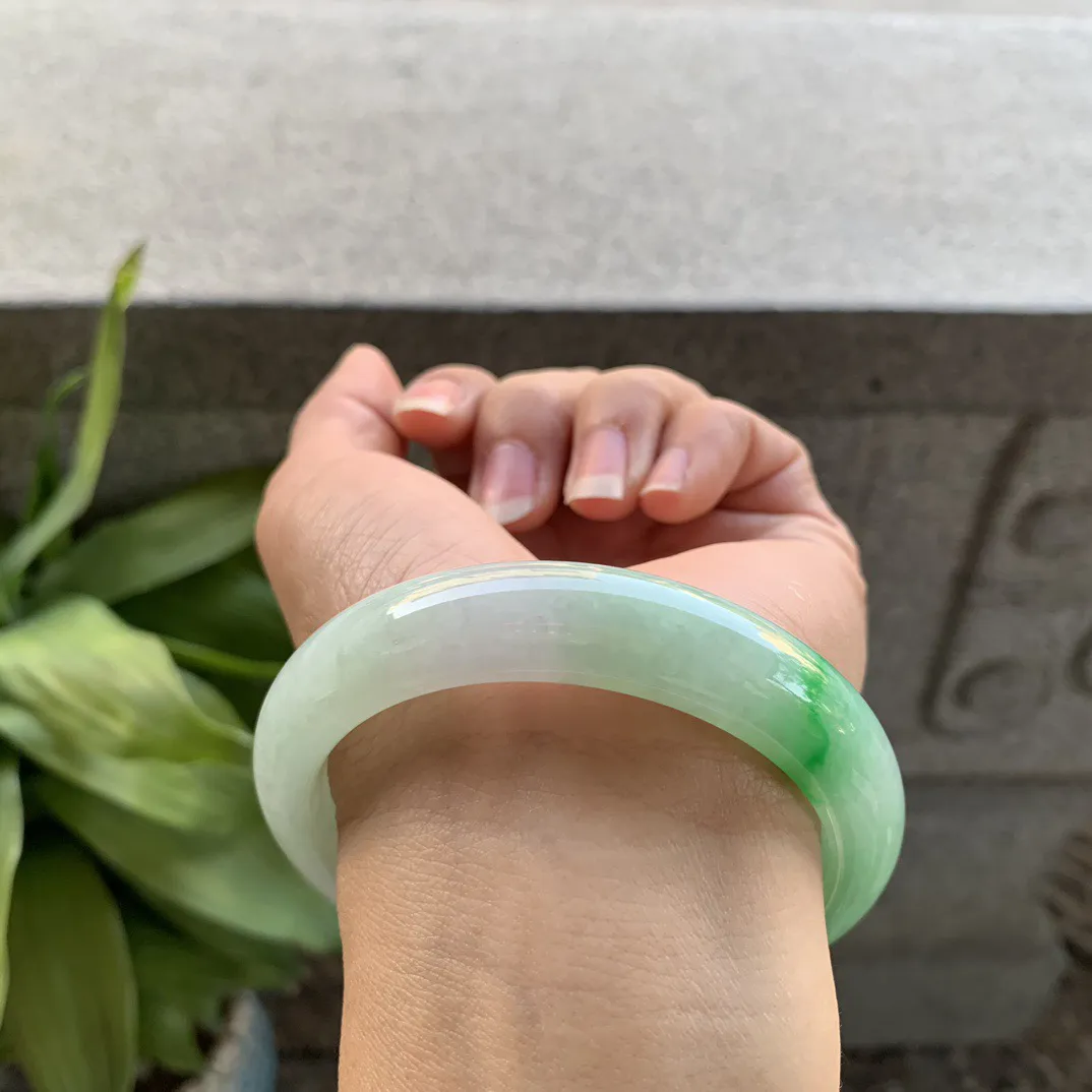 圈口 57.4-12.6-8.4【飘阳绿正圈手镯】正圈57 58可戴
