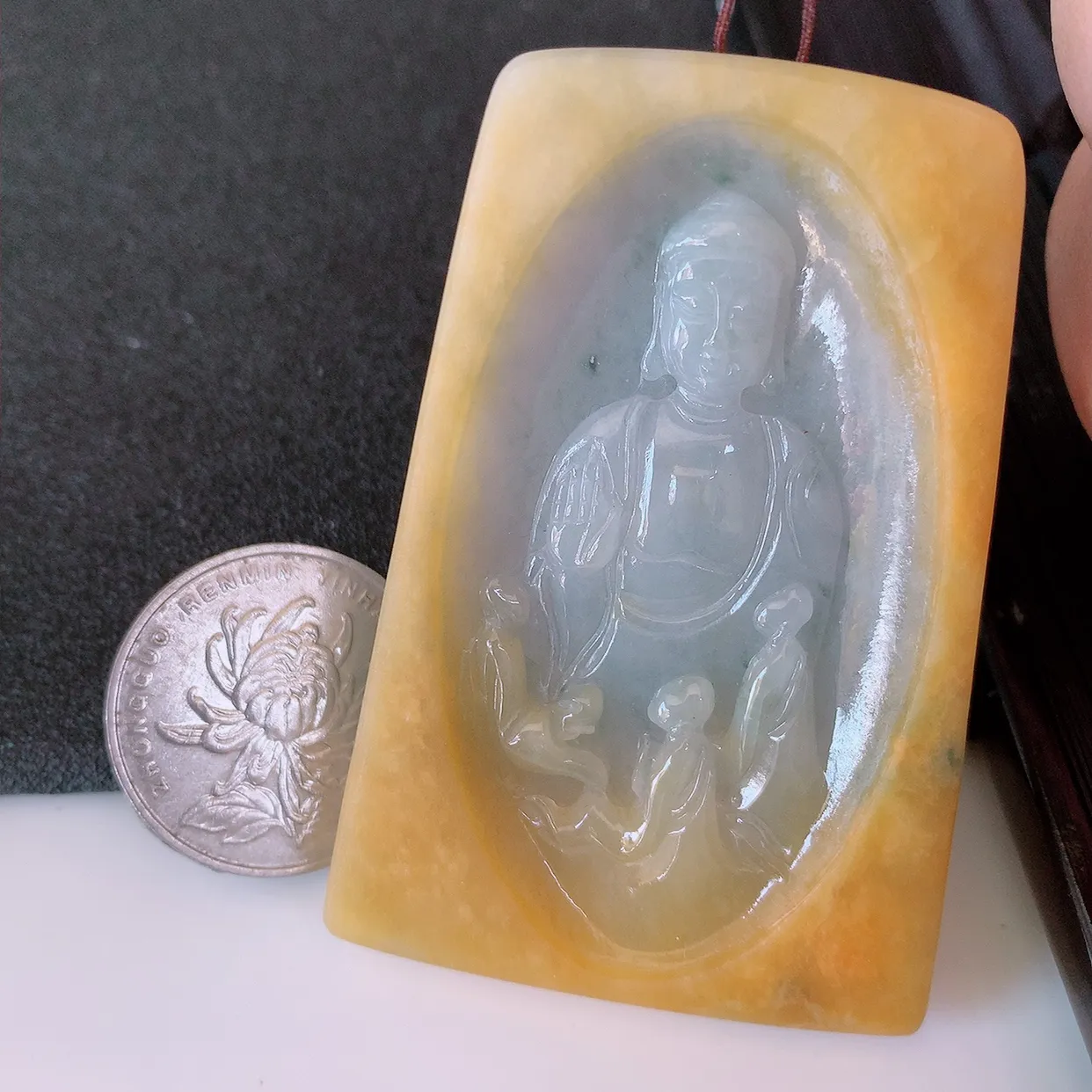 精品大日如来，冰黄翡双彩翡翠大日如来、佛祖，法相端庄静美，普度众生 #60.7