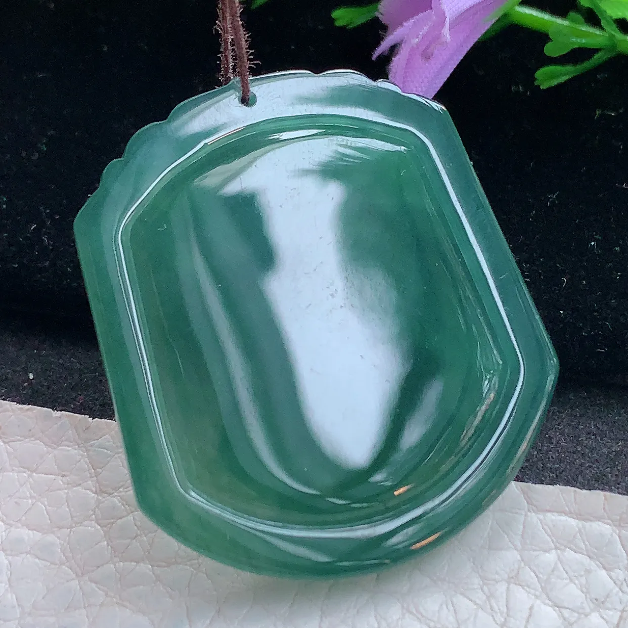 Ktj实拍41.2*36.2*5天然翡翠精雕蓝水文殊观音菩萨吊坠 生肖守护神