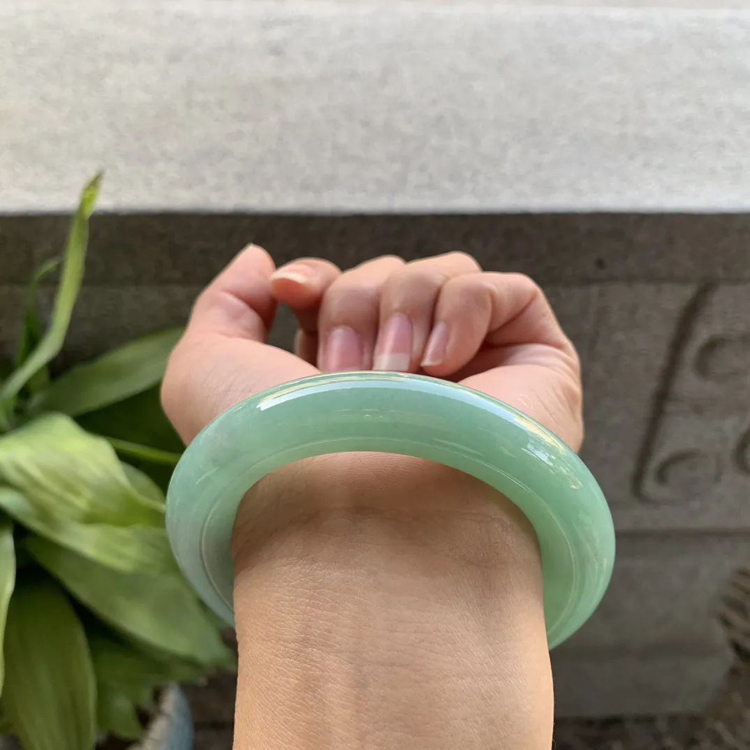 圈口54.3-12.4 【满果绿圆条手镯】圆条54 55可戴