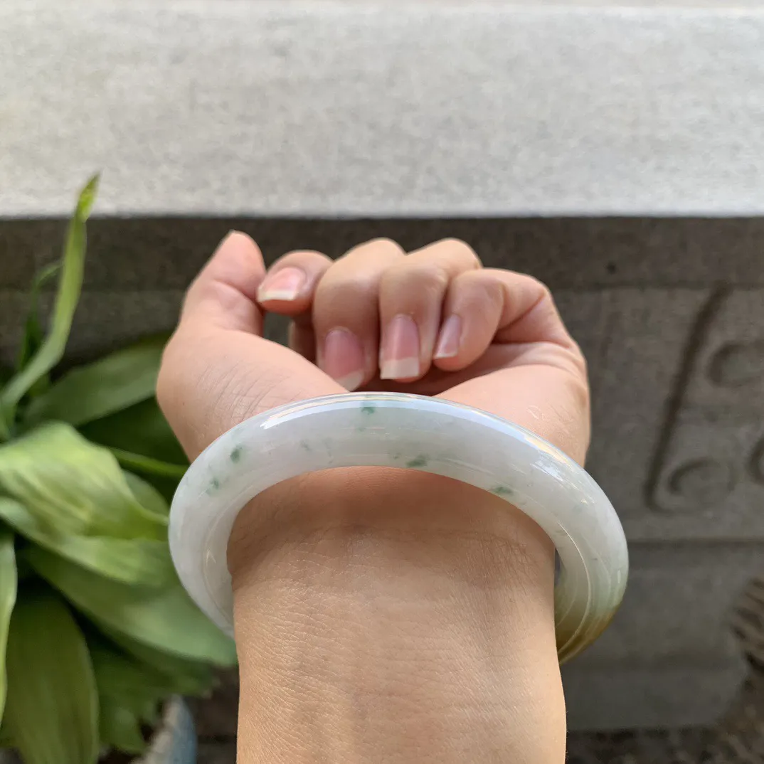 圈口 57-10.8【飘花黄翡圆条手镯】圆条57 58可戴