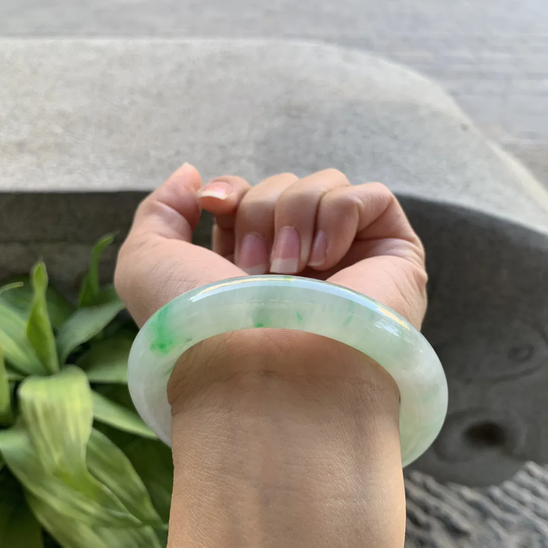 圈口 56-11【冰飘绿圆条手镯】圆条56 57可戴
