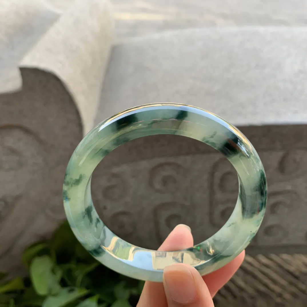 圈口57.5-13-9.1 【水墨画飘花正圈手镯】正圈57 58可戴