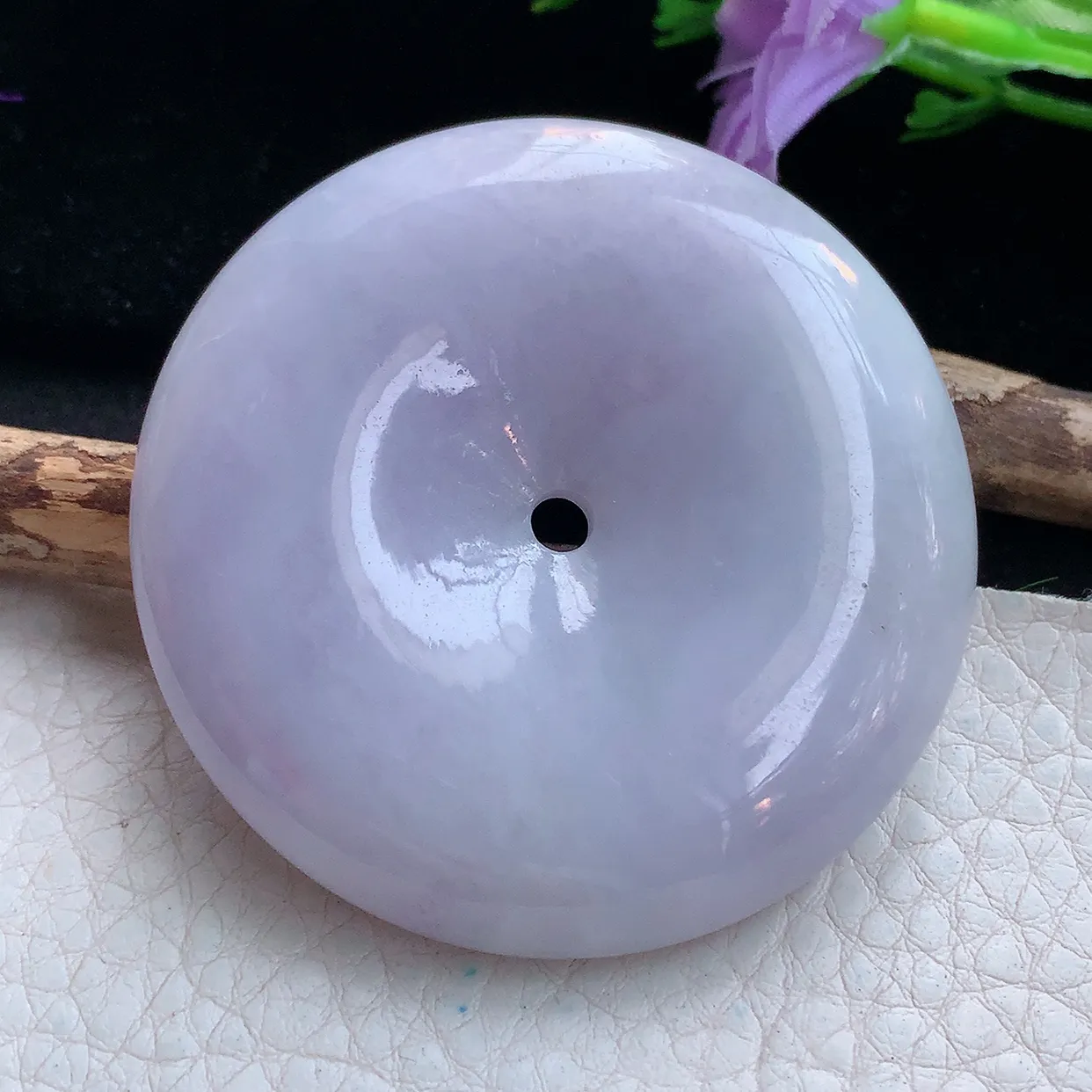 zen实拍53.5*11天然缅甸翡翠紫罗兰大平安扣吊坠 玉扣毛衣坠