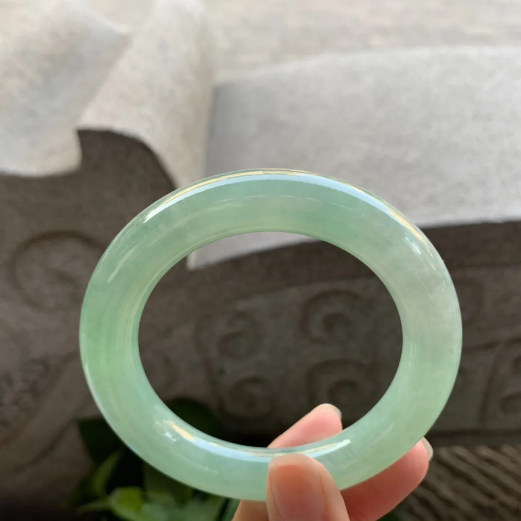 圈口55.8-11.8 【冰绿圆条手镯】圆条55 56可戴