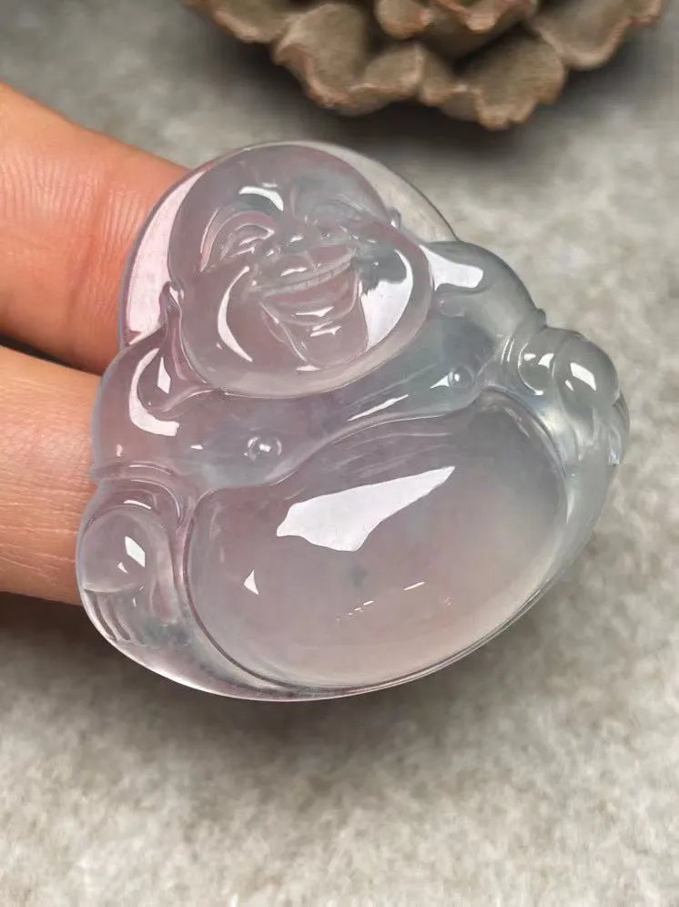 冰种飘花【佛公】吊坠，种水好，玉质细腻 ，卖相好