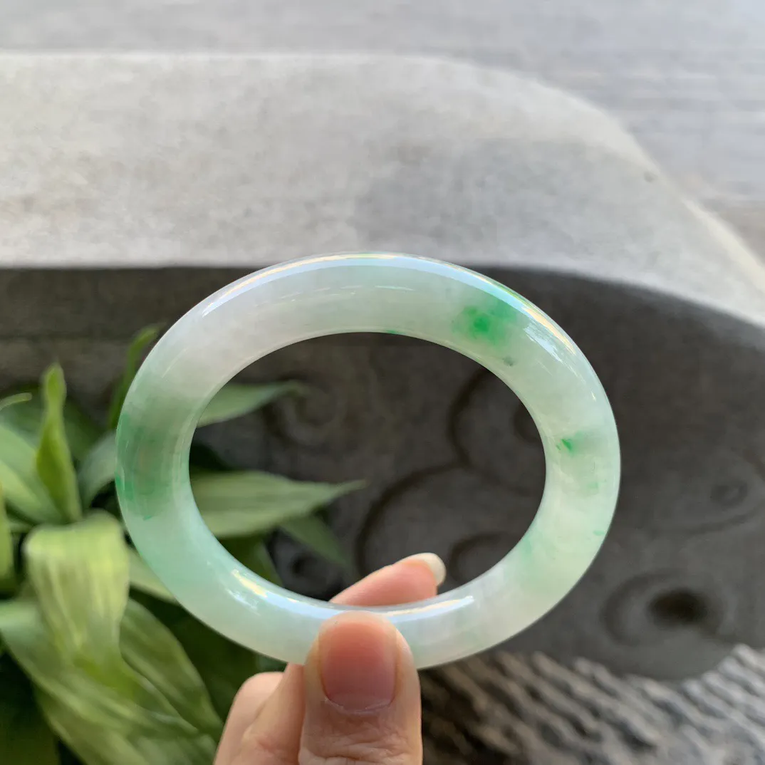 圈口 56-11【冰飘绿圆条手镯】圆条56 57可戴