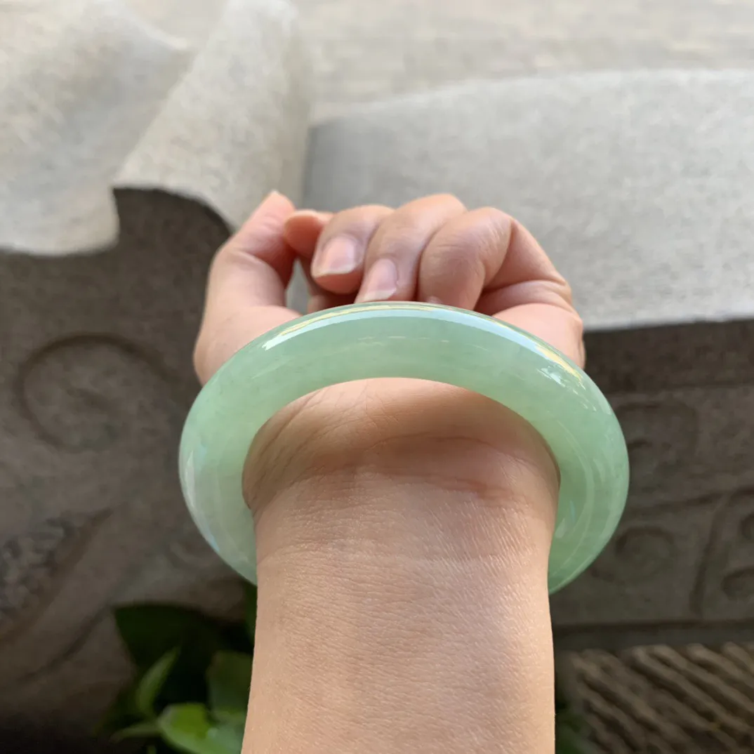 圈口55.8-11.8 【冰绿圆条手镯】圆条55 56可戴