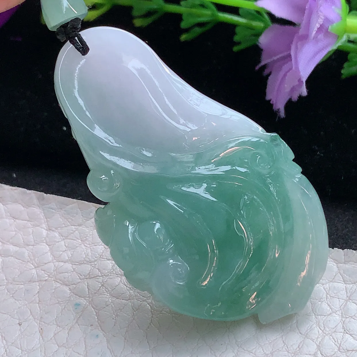 lz实拍54.6*32*11.3缅甸翡翠精雕冰透双彩逍遥佛公吊坠 童子戏佛玉坠