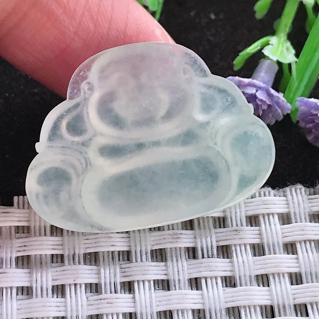 实拍A货翡翠22.7/31.5/5.6老坑冰种起胶冰晴佛公吊坠翡翠玉佛挂件