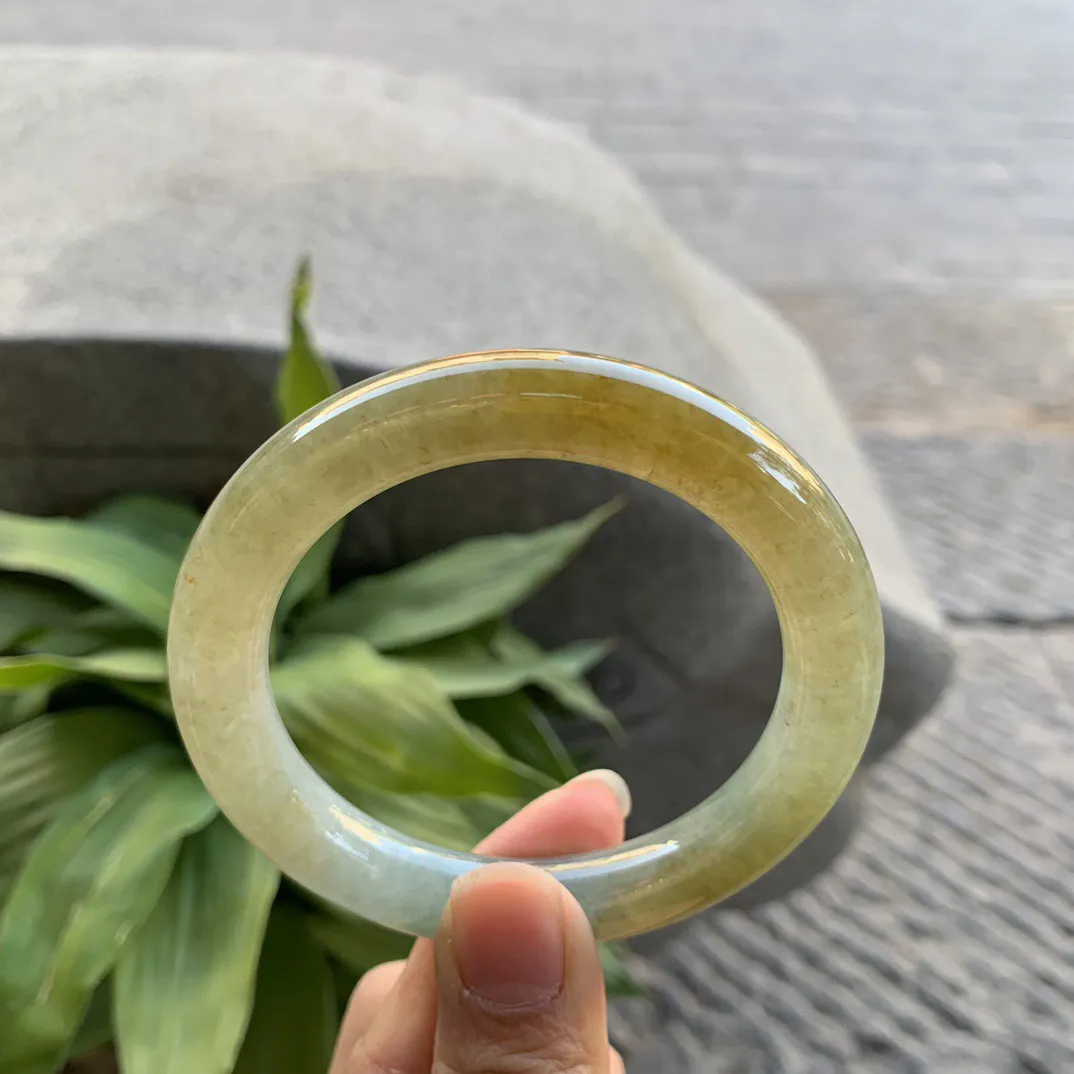 圈口55.7-10 【蜜糖黄圆条手镯】圆条55 56可戴