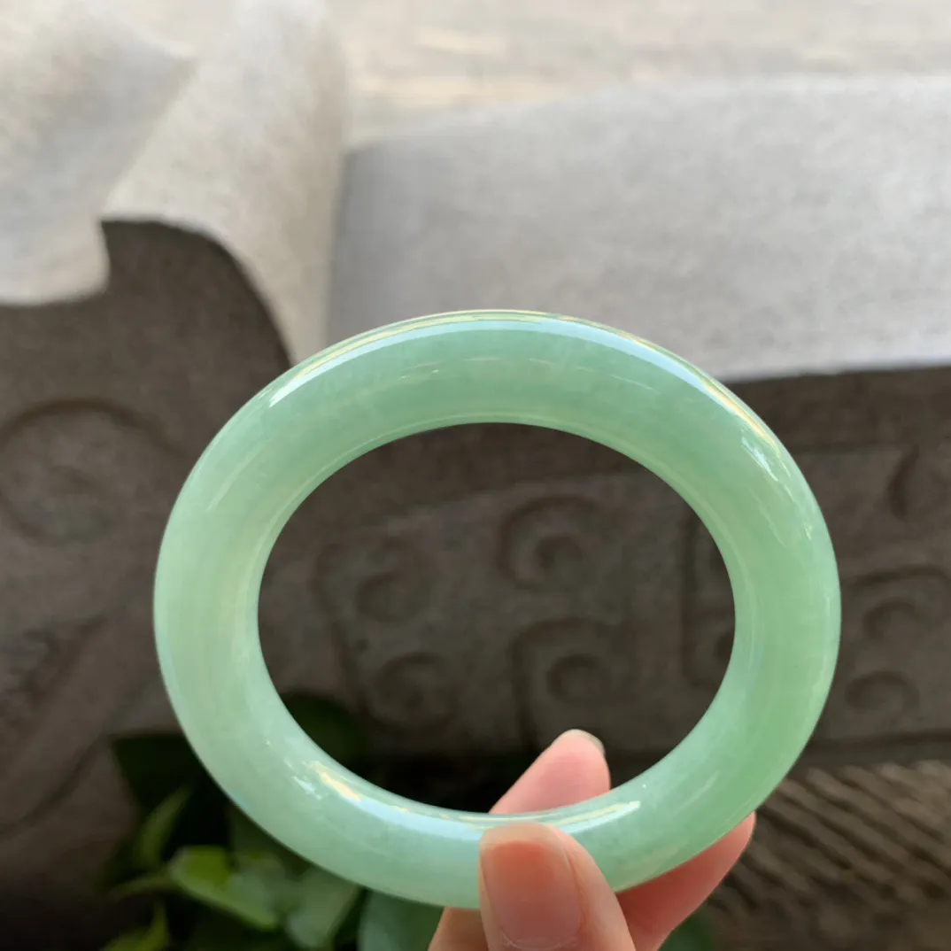 圈口56.8-12.1 【满绿圆条手镯】圆条56 57可戴