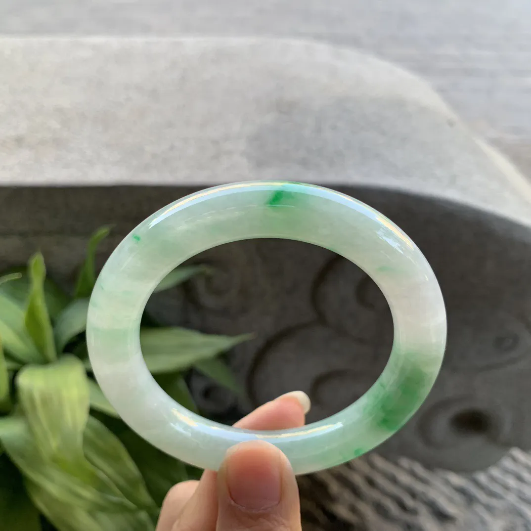 圈口 56-11【冰飘绿圆条手镯】圆条56 57可戴