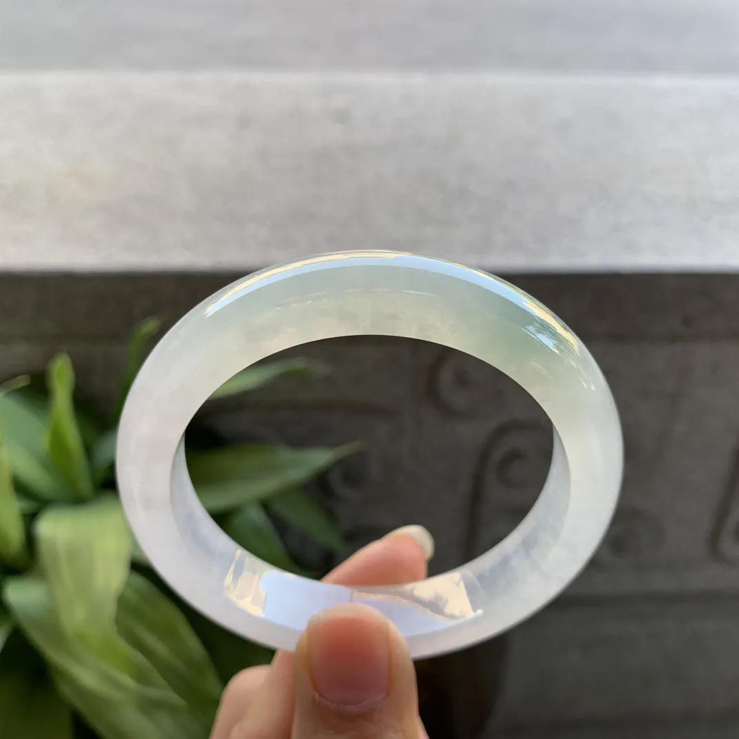 圈口 55.8-12.2-8.6【冰种飘花正圈手镯】正圈55 56可戴