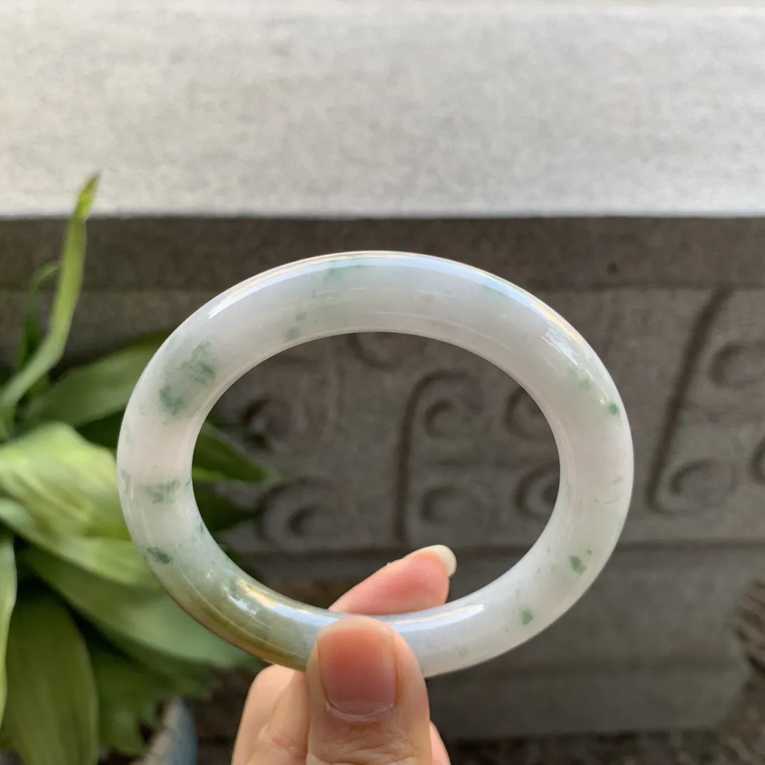 圈口 57-10.8【飘花黄翡圆条手镯】圆条57 58可戴