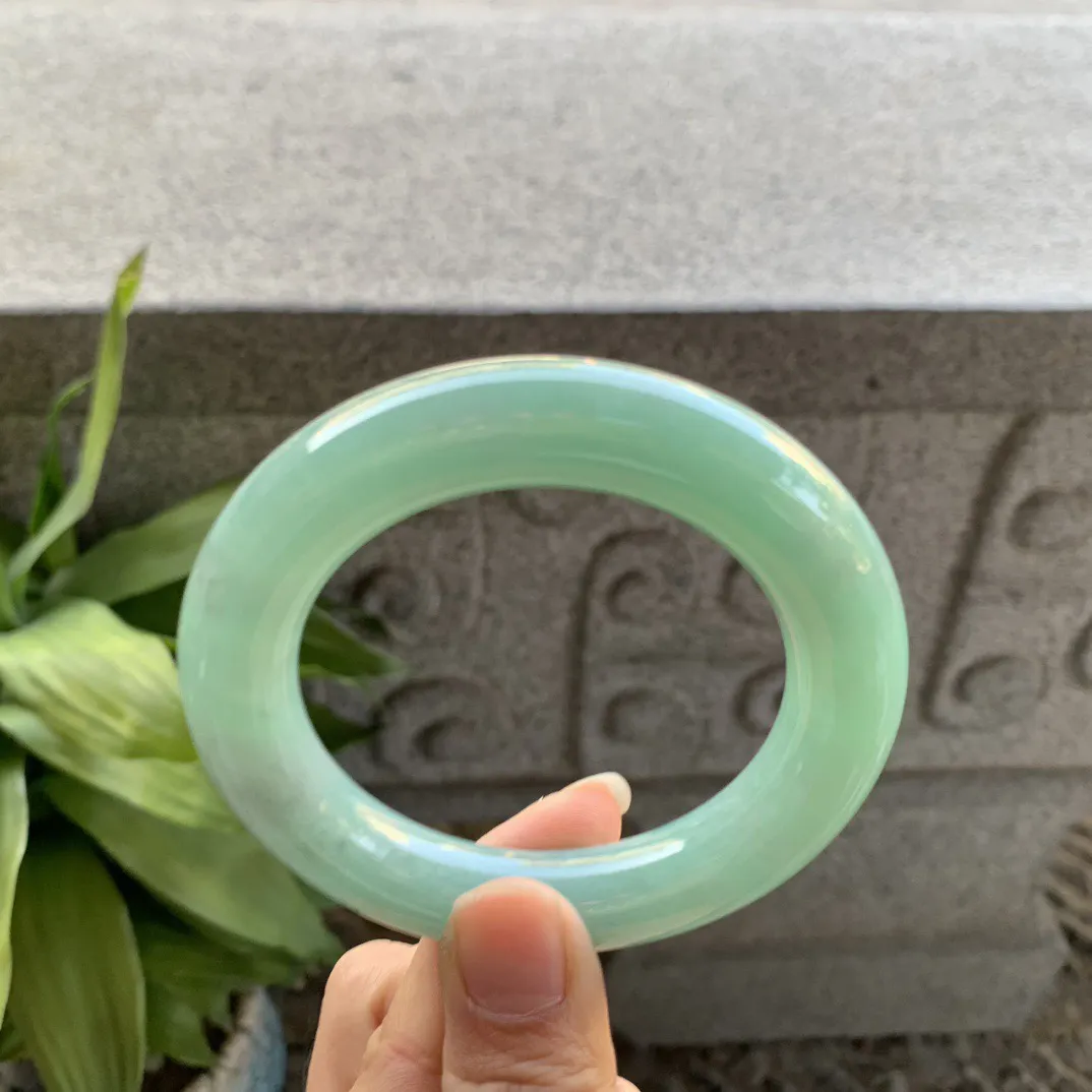 圈口54.3-12.4 【满果绿圆条手镯】圆条54 55可戴