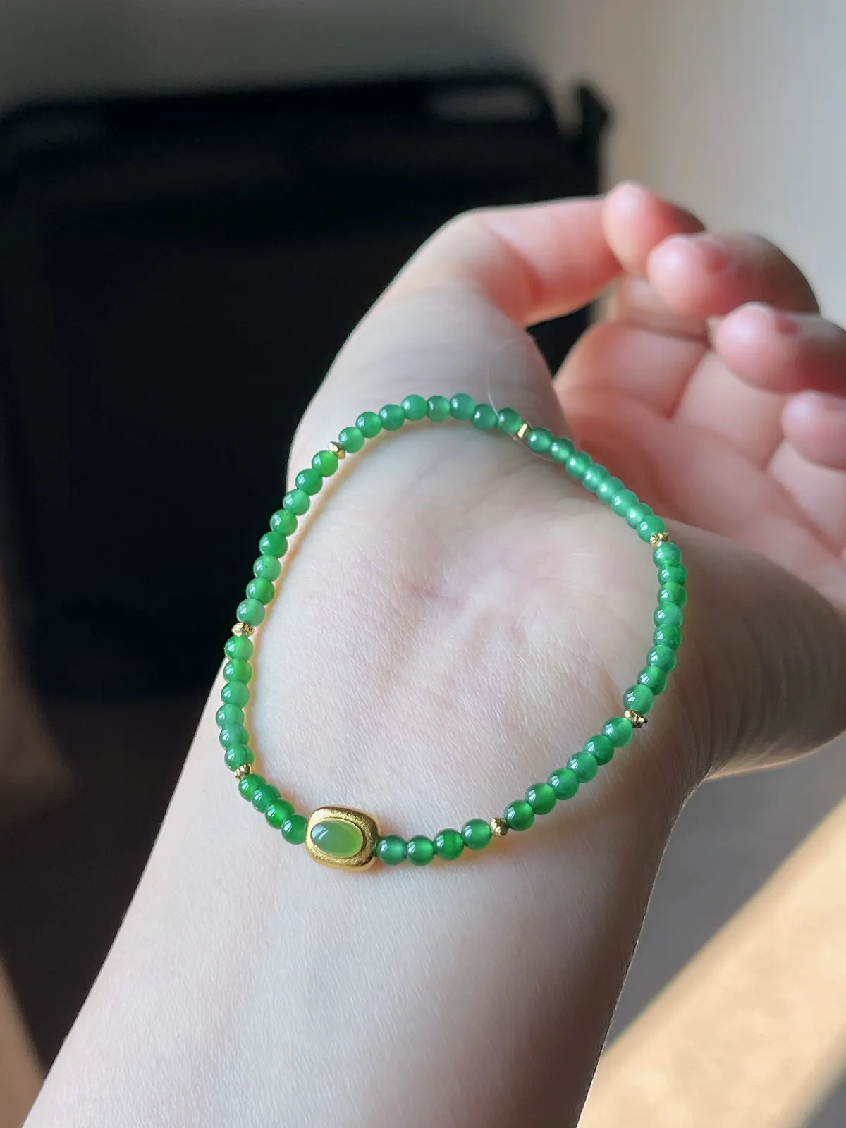 星翠满绿小米珠S925财运手串