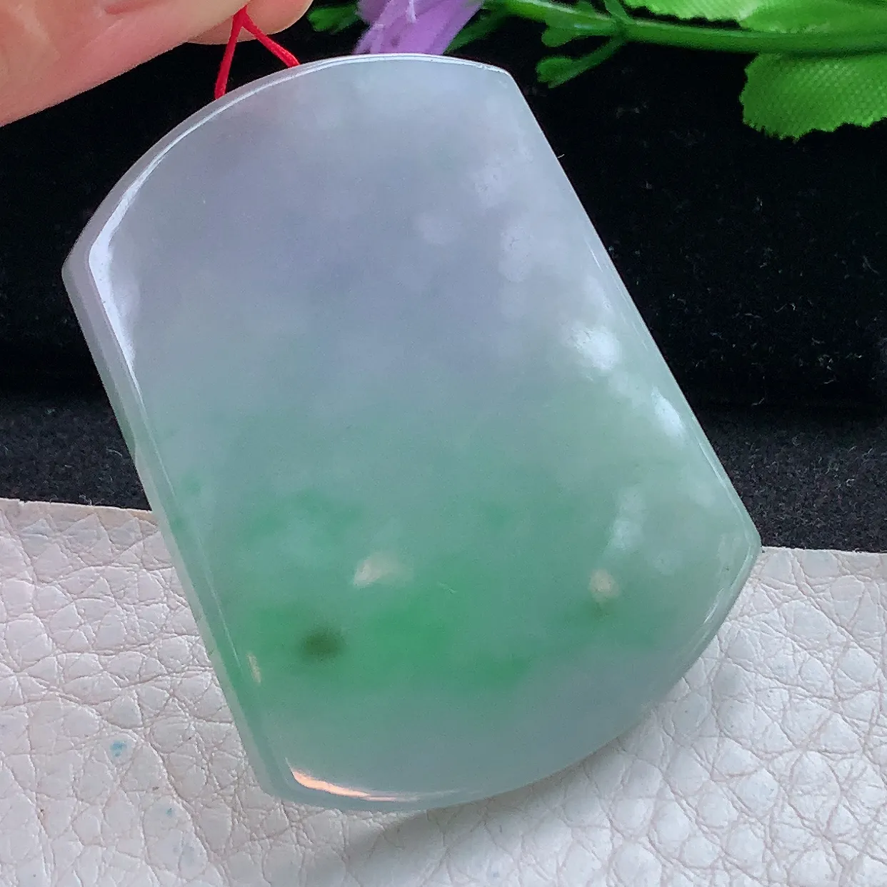 Ktj实拍50.5*38.5*5.5缅甸翡翠淡春彩平安无事牌吊坠