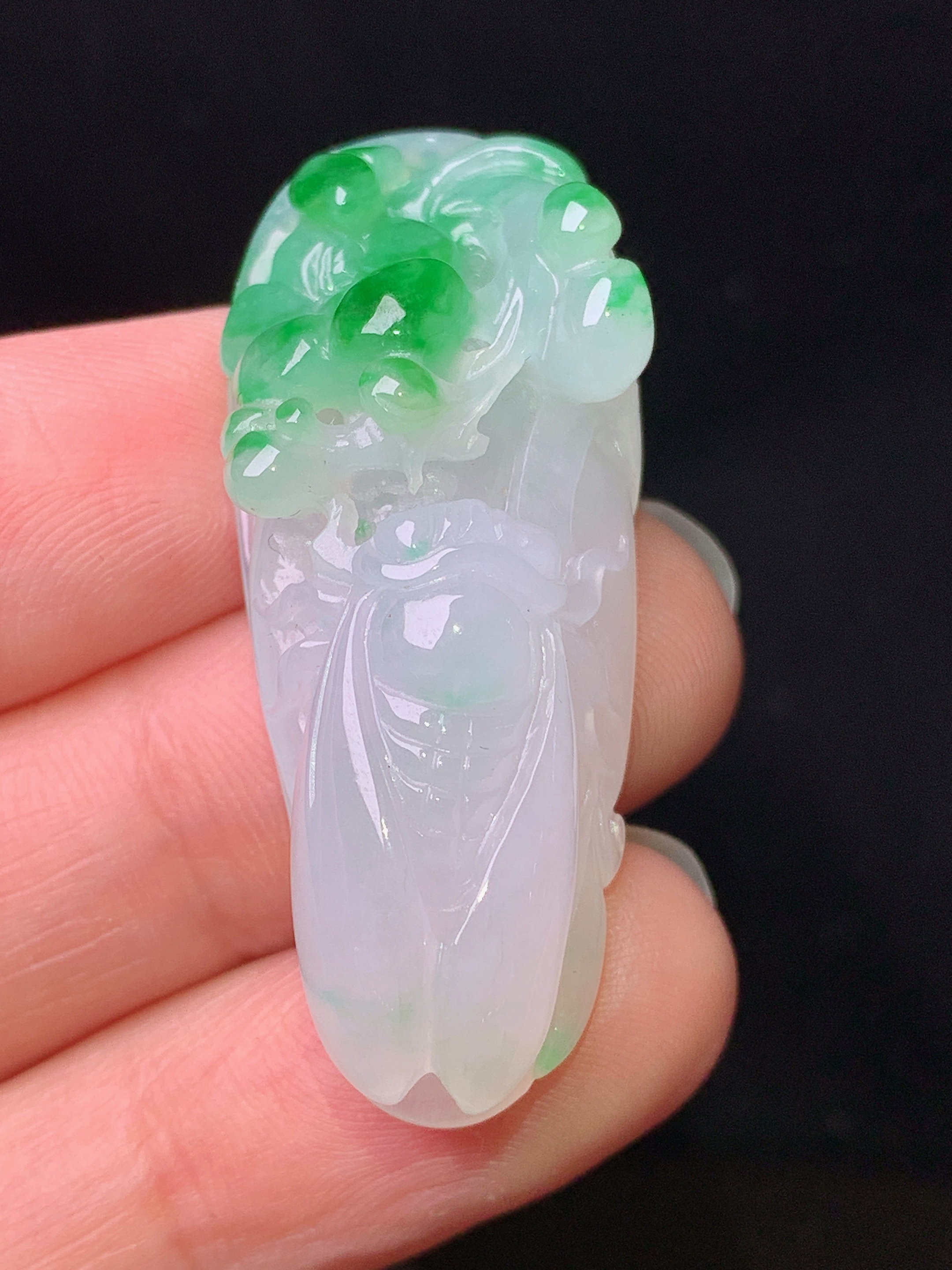 飘绿金蟾吊坠 玉质细腻 色泽艳丽清新 整体尺寸41.5*16.2*11.8