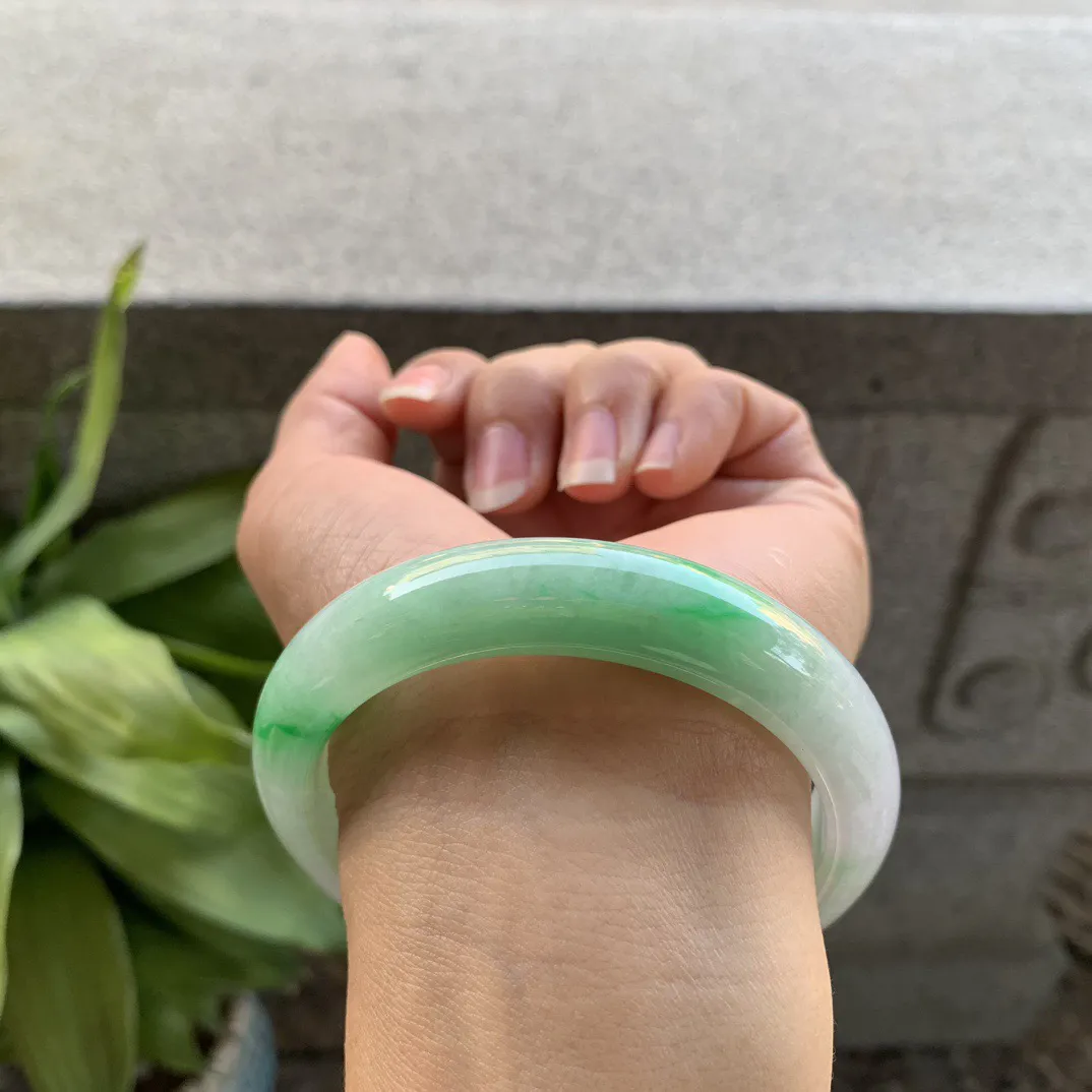 圈口 57.4-12.6-8.4【飘阳绿正圈手镯】正圈57 58可戴