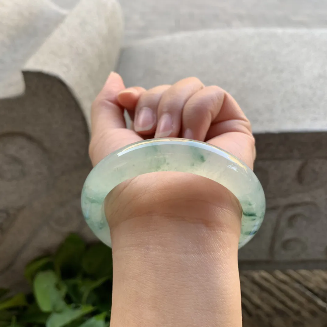 圈口55.7-12-9.1 【高冰飘花正圈手镯】正圈55 56可戴