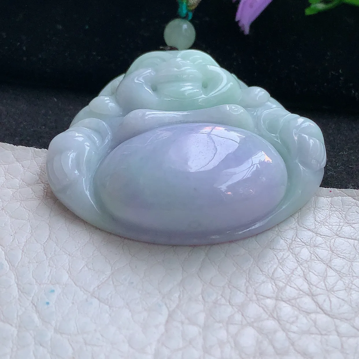 zen实拍45.8*48.6*12.5天然缅甸翡翠紫罗兰大佛公吊坠 大肚弥勒佛像