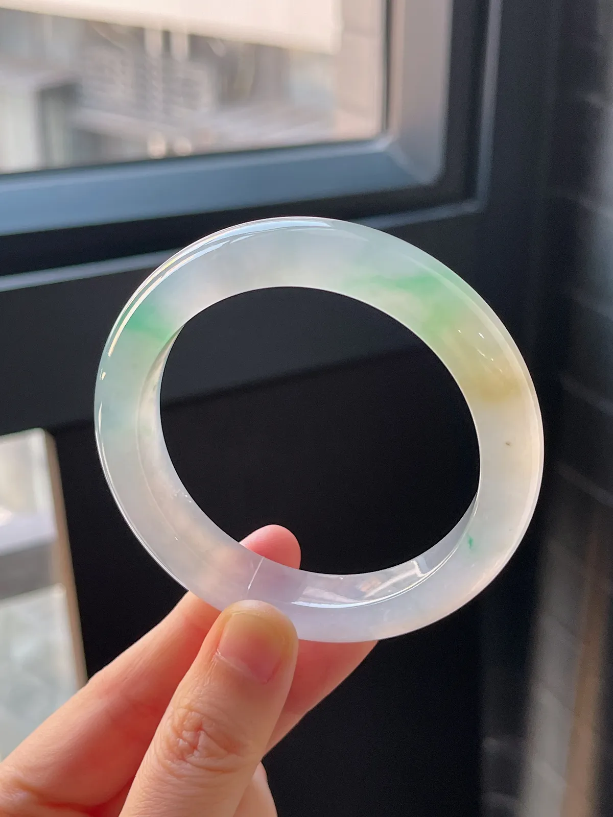 正圈55圈口，翡翠冰种黄加绿手镯