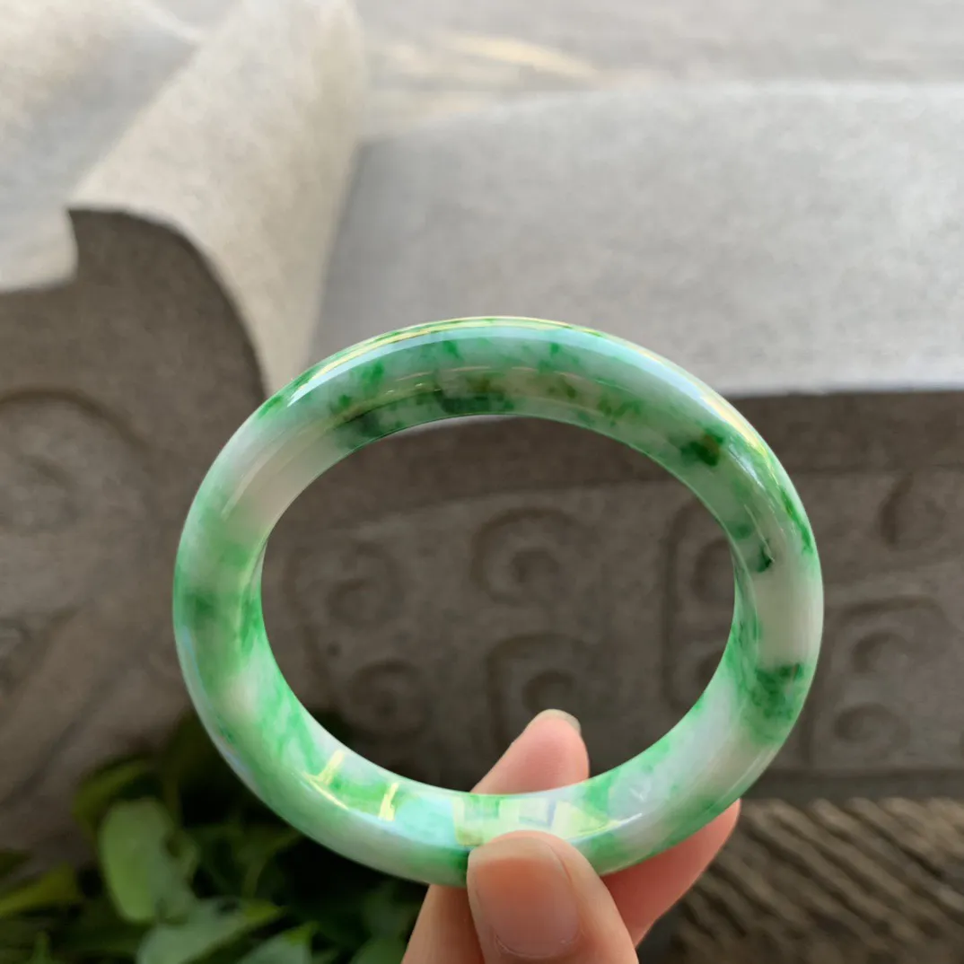 圈口56-12.3-9 【满飘绿正圈手镯】正圈56 57可戴