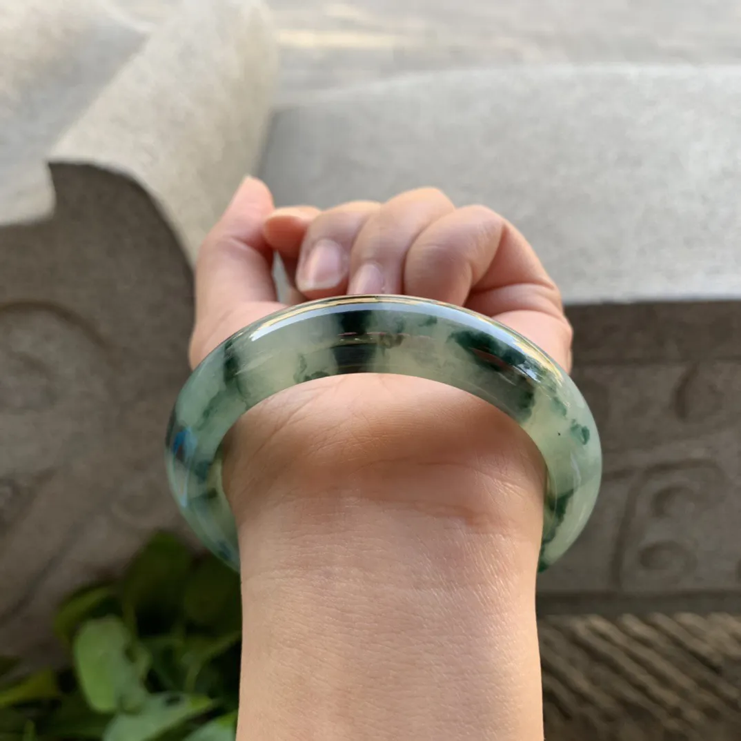 圈口57.5-13-9.1 【水墨画飘花正圈手镯】正圈57 58可戴