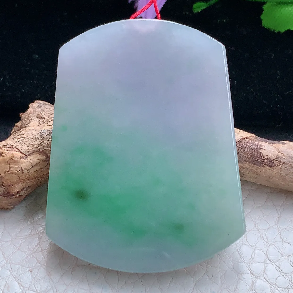 Ktj实拍50.5*38.5*5.5缅甸翡翠淡春彩平安无事牌吊坠