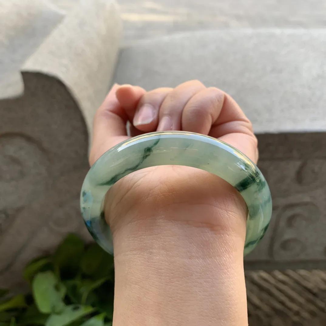 圈口57.5-13-9.1 【水墨画飘花正圈手镯】正圈57 58可戴