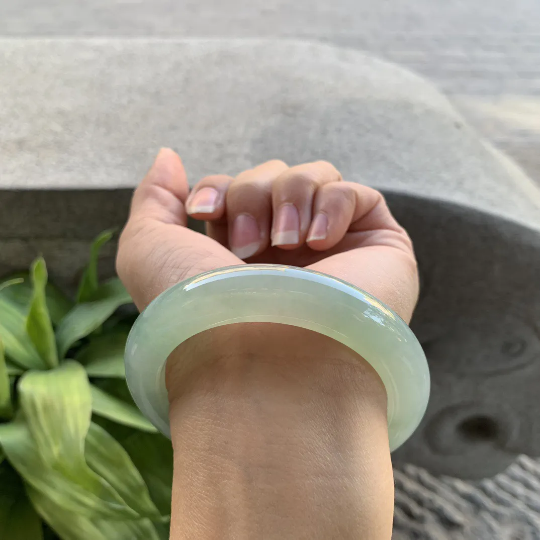 圈口55-11.9-10.2【冰油绿正圈手镯】正圈55 56可戴